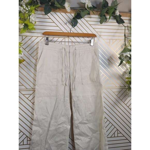 BCBGMAXAZRIA Women's Y2k Vtg Cropped Capri Tan Beige Pants Tie Waist Size 6 - Picture 5 of 9